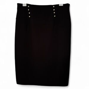 NYC Black Pencil Skirt with Gold Accents